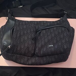 Dior Black Monogram Crossbody Bag - Medium Rider Soft Hobo bag Black Oblique